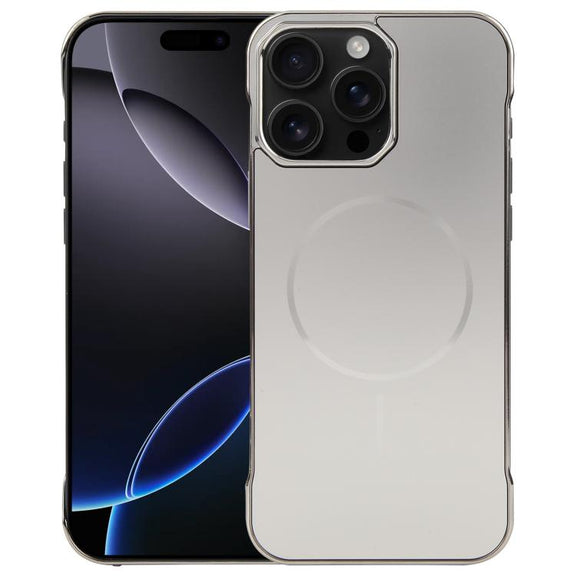 For iPhone 16 Pro Electroplating Frameless Frosted Anti-Glare PC MagSafe Phone Case(Titanium Gray)