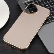 For iPhone 16 Plus Electroplating Frameless Frosted Anti-Glare PC MagSafe Phone Case(Desert Gold)