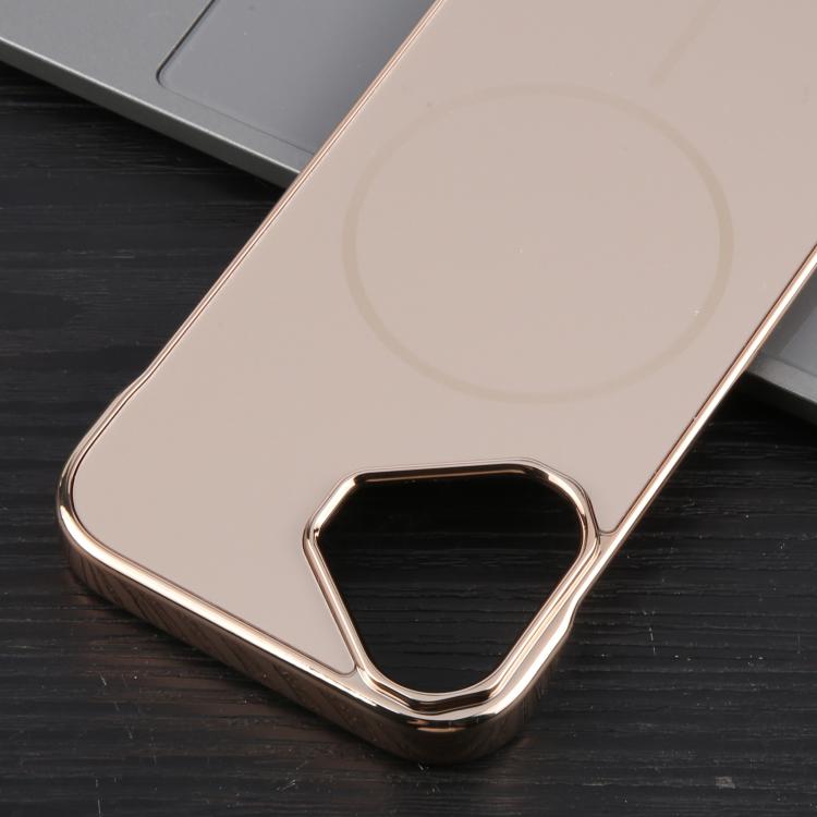For iPhone 16 Plus Electroplating Frameless Frosted Anti-Glare PC MagSafe Phone Case(Desert Gold)