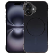 For iPhone 16 Plus Electroplating Frameless Frosted Anti-Glare PC MagSafe Phone Case(Black)