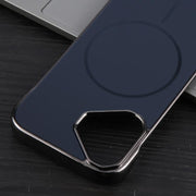 For iPhone 16 Plus Electroplating Frameless Frosted Anti-Glare PC MagSafe Phone Case(Black)