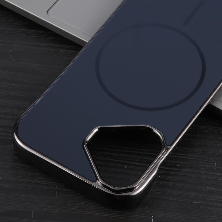 For iPhone 16 Plus Electroplating Frameless Frosted Anti-Glare PC MagSafe Phone Case(Black)