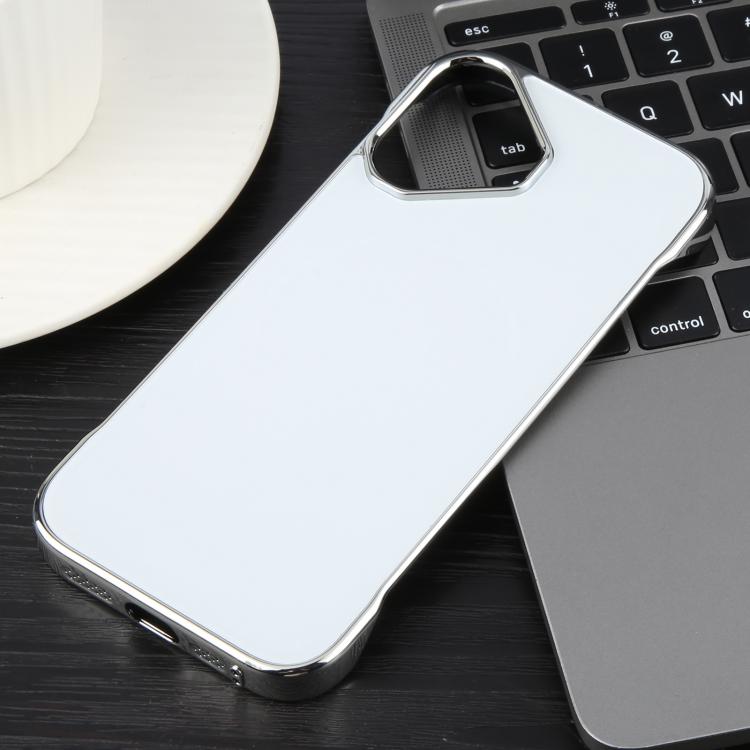 For iPhone 16 Plus Electroplating Frameless Frosted Anti-Glare PC MagSafe Phone Case(Silver White)