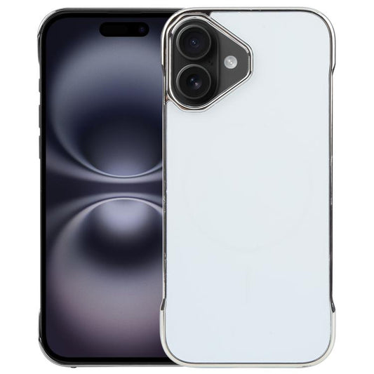 For iPhone 16 Electroplating Frameless Frosted Anti-Glare PC MagSafe Phone Case(Silver White) - free shipping - PMC Jewellery - Order now!