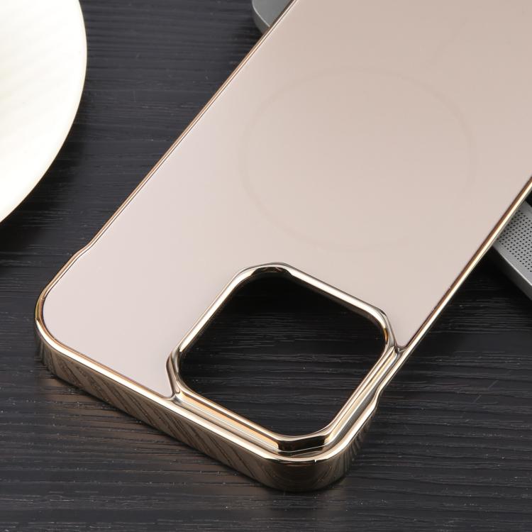 For iPhone 15 Pro Max Electroplating Frameless Frosted Anti-Glare PC MagSafe Phone Case(Desert Gold)