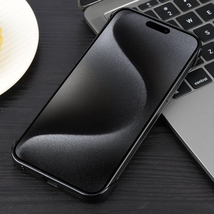 For iPhone 15 Pro Max Electroplating Frameless Frosted Anti-Glare PC MagSafe Phone Case(Black)