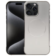 For iPhone 15 Pro Max Electroplating Frameless Frosted Anti-Glare PC MagSafe Phone Case(Titanium Gray)