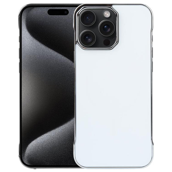 For iPhone 15 Pro Electroplating Frameless Frosted Anti-Glare PC MagSafe Phone Case(Silver White)