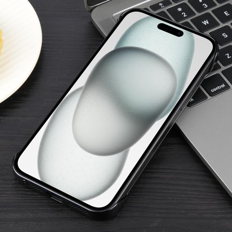 For iPhone 15 Electroplating Frameless Frosted Anti-Glare PC MagSafe Phone Case(Black)