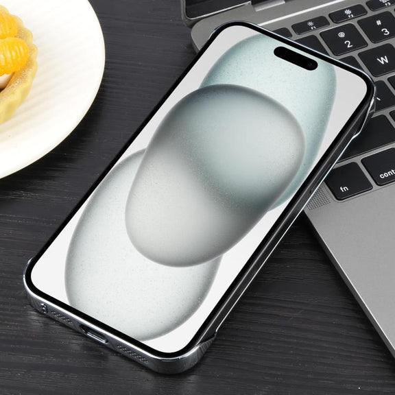 For iPhone 15 Electroplating Frameless Frosted Anti-Glare PC MagSafe Phone Case(Silver White)