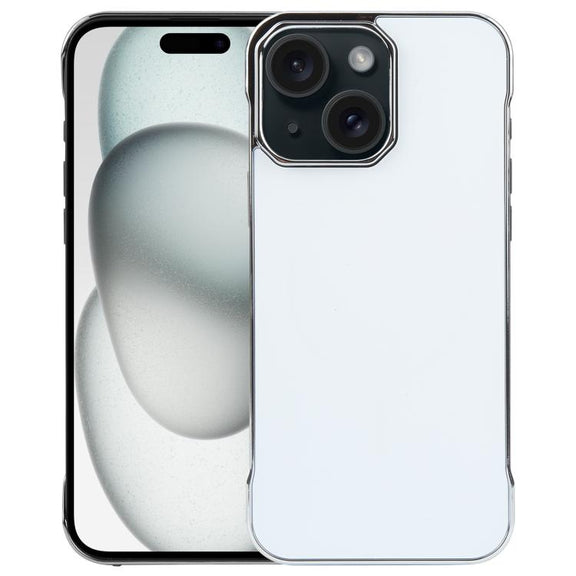 For iPhone 15 Electroplating Frameless Frosted Anti-Glare PC MagSafe Phone Case(Silver White)