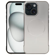 For iPhone 15 Electroplating Frameless Frosted Anti-Glare PC MagSafe Phone Case(Titanium Gray)