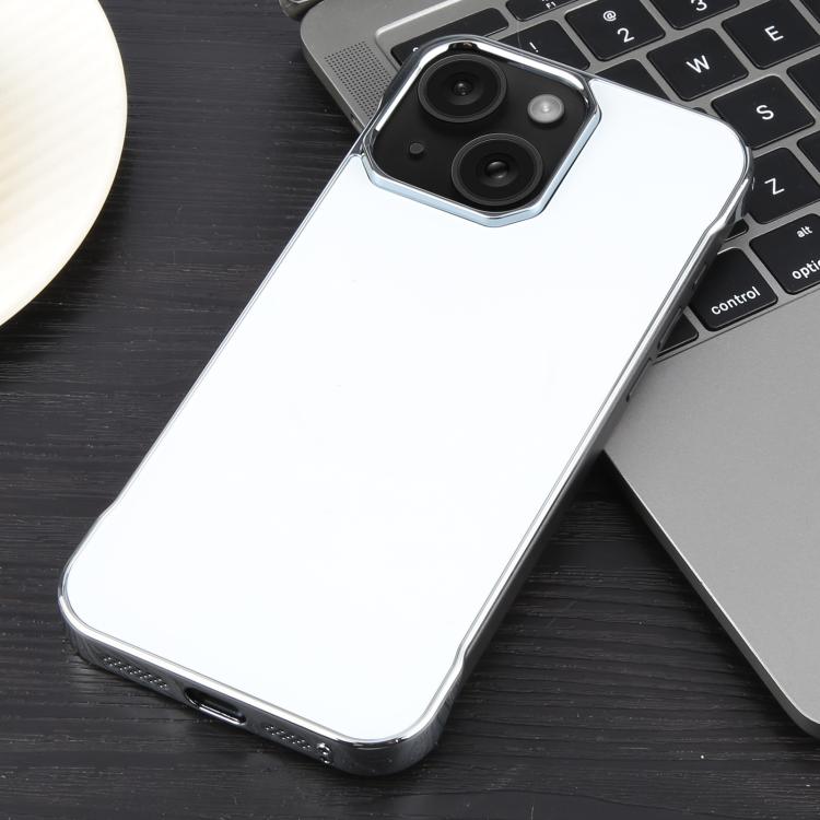 For iPhone 14 / 13 Electroplating Frameless Frosted Anti-Glare PC MagSafe Phone Case(Silver White)