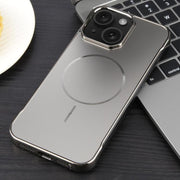 For iPhone 14 / 13 Electroplating Frameless Frosted Anti-Glare PC MagSafe Phone Case(Titanium Gray)