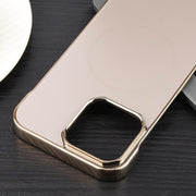 For iPhone 14 Pro Max Electroplating Frameless Frosted Anti-Glare PC MagSafe Phone Case(Desert Gold)