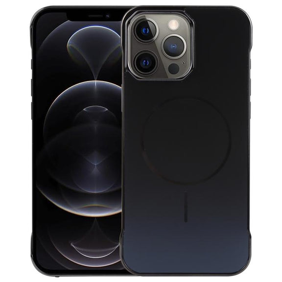 For iPhone 13 Pro Max / 12 Pro Max Electroplating Frameless Frosted Anti-Glare PC MagSafe Phone Case(Black)
