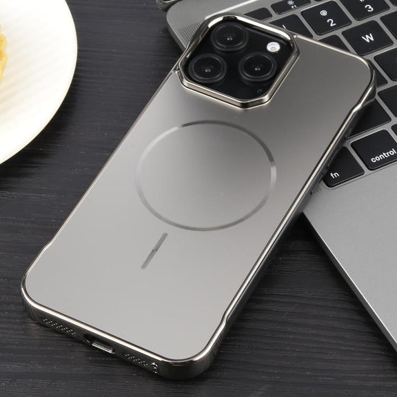 For iPhone 13 Pro Max / 12 Pro Max Electroplating Frameless Frosted Anti-Glare PC MagSafe Phone Case(Titanium Gray)