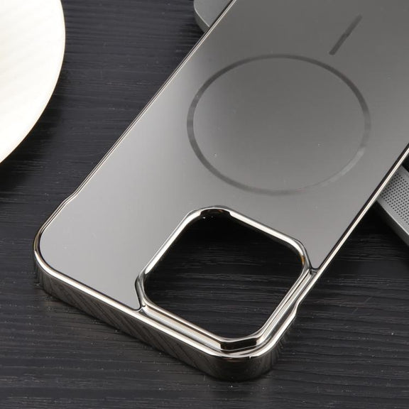 For iPhone 13 Pro Max / 12 Pro Max Electroplating Frameless Frosted Anti-Glare PC MagSafe Phone Case(Titanium Gray)