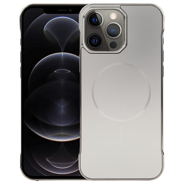 For iPhone 13 Pro Max / 12 Pro Max Electroplating Frameless Frosted Anti-Glare PC MagSafe Phone Case(Titanium Gray)