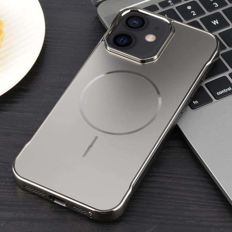 For iPhone 12 / 12 Pro Electroplating Frameless Frosted Anti-Glare PC MagSafe Phone Case(Titanium Gray)