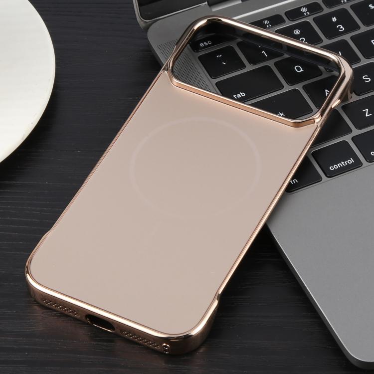 For iPhone 17 Pro Max Electroplating Frameless Frosted Anti-Glare PC MagSafe Phone Case(Desert Gold)