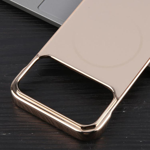 For iPhone 17 Pro Max Electroplating Frameless Frosted Anti-Glare PC MagSafe Phone Case(Desert Gold)