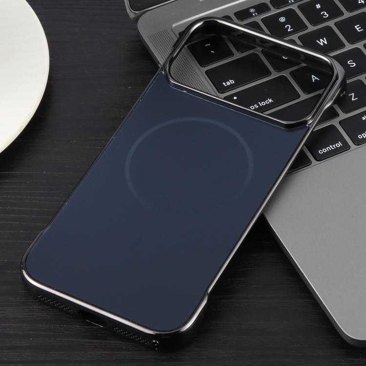 For iPhone 17 Pro Max Electroplating Frameless Frosted Anti-Glare PC MagSafe Phone Case(Black)