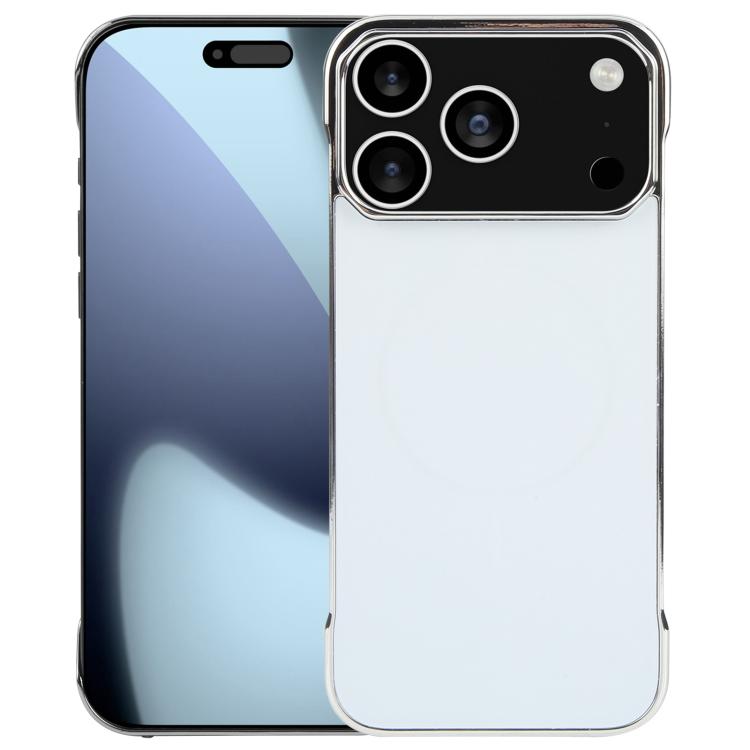 For iPhone 17 Pro Max Electroplating Frameless Frosted Anti-Glare PC MagSafe Phone Case(Silver White) - free shipping - PMC TechLife - Order now!