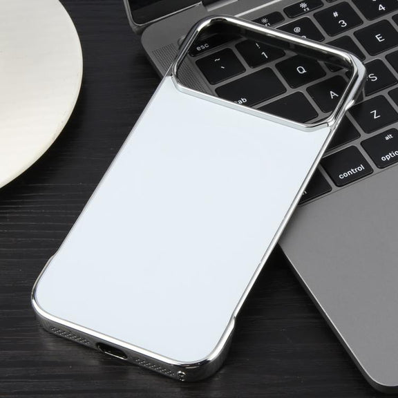 For iPhone 17 Pro Max Electroplating Frameless Frosted Anti-Glare PC MagSafe Phone Case(Silver White)