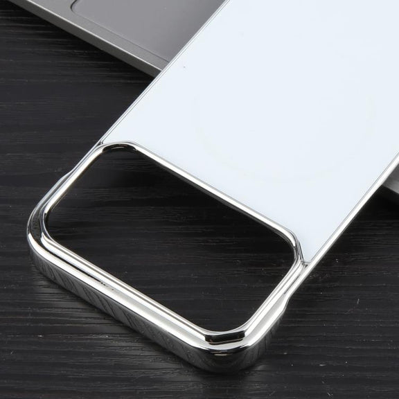 For iPhone 17 Pro Max Electroplating Frameless Frosted Anti-Glare PC MagSafe Phone Case(Silver White)