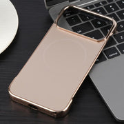 For iPhone 17 Pro Electroplating Frameless Frosted Anti-Glare PC MagSafe Phone Case(Desert Gold)