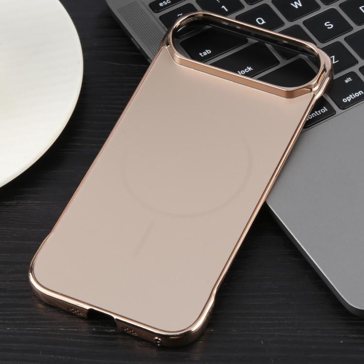 For iPhone 17 Air Electroplating Frameless Frosted Anti-Glare PC MagSafe Phone Case(Desert Gold) - free shipping - PMC Jewellery - Order now!