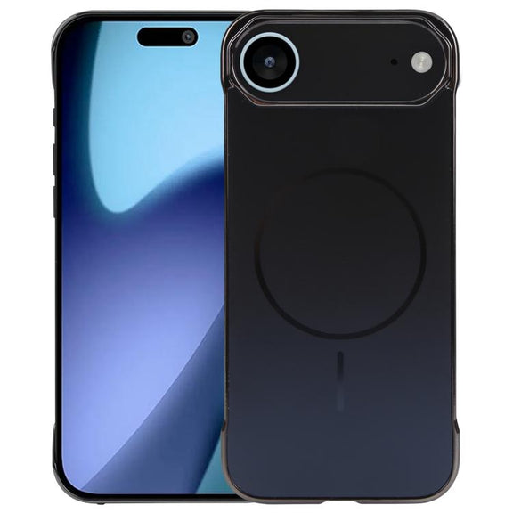 For iPhone 17 Air Electroplating Frameless Frosted Anti-Glare PC MagSafe Phone Case(Black)