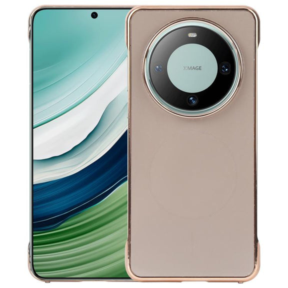 For Huawei Mate 60 Electroplating Frameless Frosted Anti-Glare PC MagSafe Phone Case(Desert Gold)