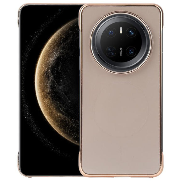 For Huawei Mate 70 Electroplating Frameless Frosted Anti-Glare PC MagSafe Phone Case(Desert Gold)