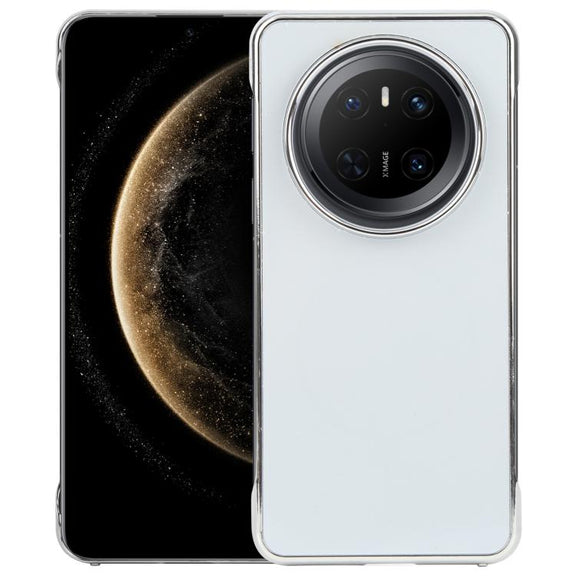For Huawei Mate 70 Electroplating Frameless Frosted Anti-Glare PC MagSafe Phone Case(Silver White)