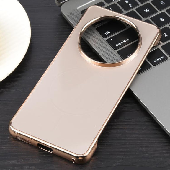 For Huawei Mate 70 Pro Electroplating Frameless Frosted Anti-Glare PC MagSafe Phone Case(Desert Gold)