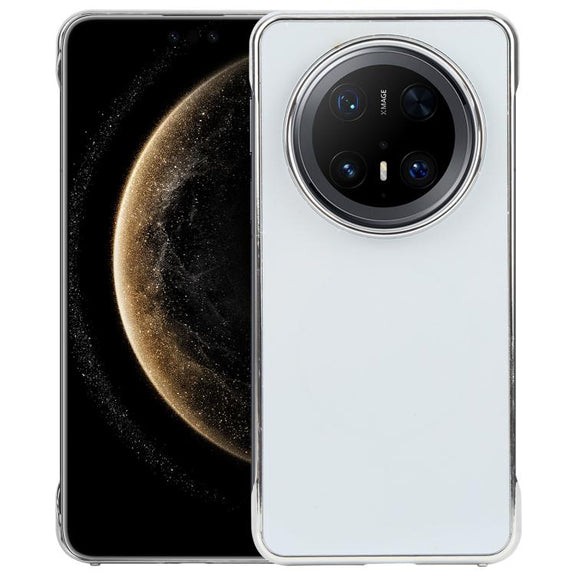 For Huawei Mate 70 Pro Electroplating Frameless Frosted Anti-Glare PC MagSafe Phone Case(Silver White)