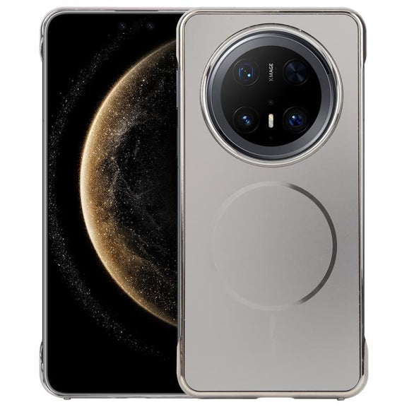 For Huawei Mate 70 Pro Electroplating Frameless Frosted Anti-Glare PC MagSafe Phone Case(Titanium Gray)