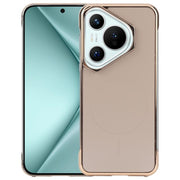 For Huawei Pura 70 Electroplating Frameless Frosted Anti-Glare PC MagSafe Phone Case(Desert Gold)