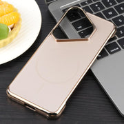 For Huawei Pura 70 Electroplating Frameless Frosted Anti-Glare PC MagSafe Phone Case(Desert Gold)