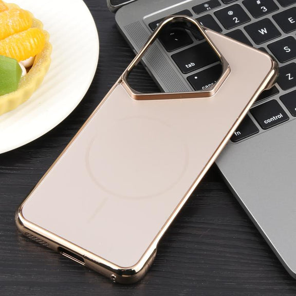 For Huawei Pura 70 Electroplating Frameless Frosted Anti-Glare PC MagSafe Phone Case(Desert Gold)