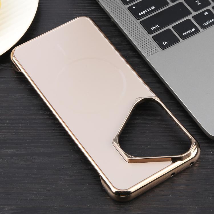 For Huawei Pura 70 Electroplating Frameless Frosted Anti-Glare PC MagSafe Phone Case(Desert Gold)