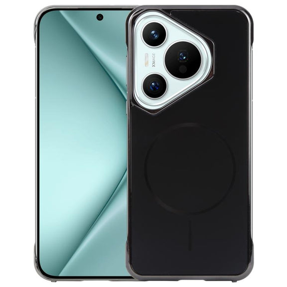 For Huawei Pura 70 Electroplating Frameless Frosted Anti-Glare PC MagSafe Phone Case(Black)