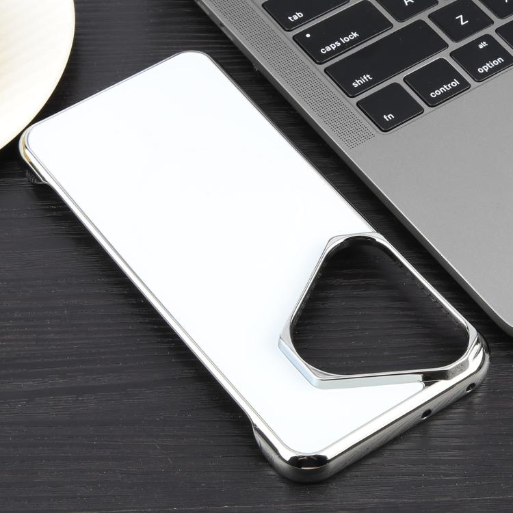 For Huawei Pura 70 Electroplating Frameless Frosted Anti-Glare PC MagSafe Phone Case(Silver White)