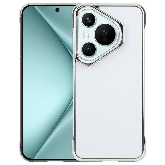 For Huawei Pura 70 Electroplating Frameless Frosted Anti-Glare PC MagSafe Phone Case(Silver White)
