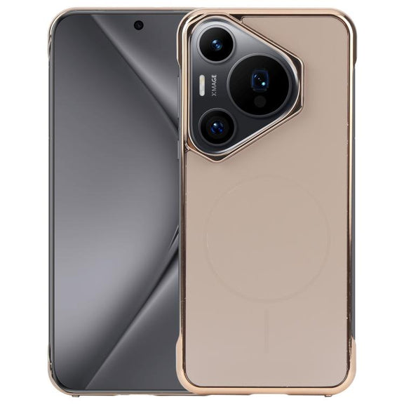 For Huawei Pura 70 Pro / 70 Pro+ Electroplating Frameless Frosted Anti-Glare PC MagSafe Phone Case(Desert Gold)