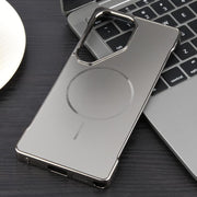 For Samsung Galaxy S22 Ultra 5G Electroplating Frameless Frosted Anti-Glare PC MagSafe Phone Case(Titanium Gray)