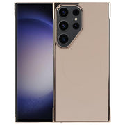 For Samsung Galaxy S23 Ultra 5G Electroplating Frameless Frosted Anti-Glare PC MagSafe Phone Case(Desert Gold)