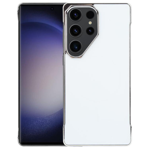 For Samsung Galaxy S23 Ultra 5G Electroplating Frameless Frosted Anti-Glare PC MagSafe Phone Case(Silver White)
